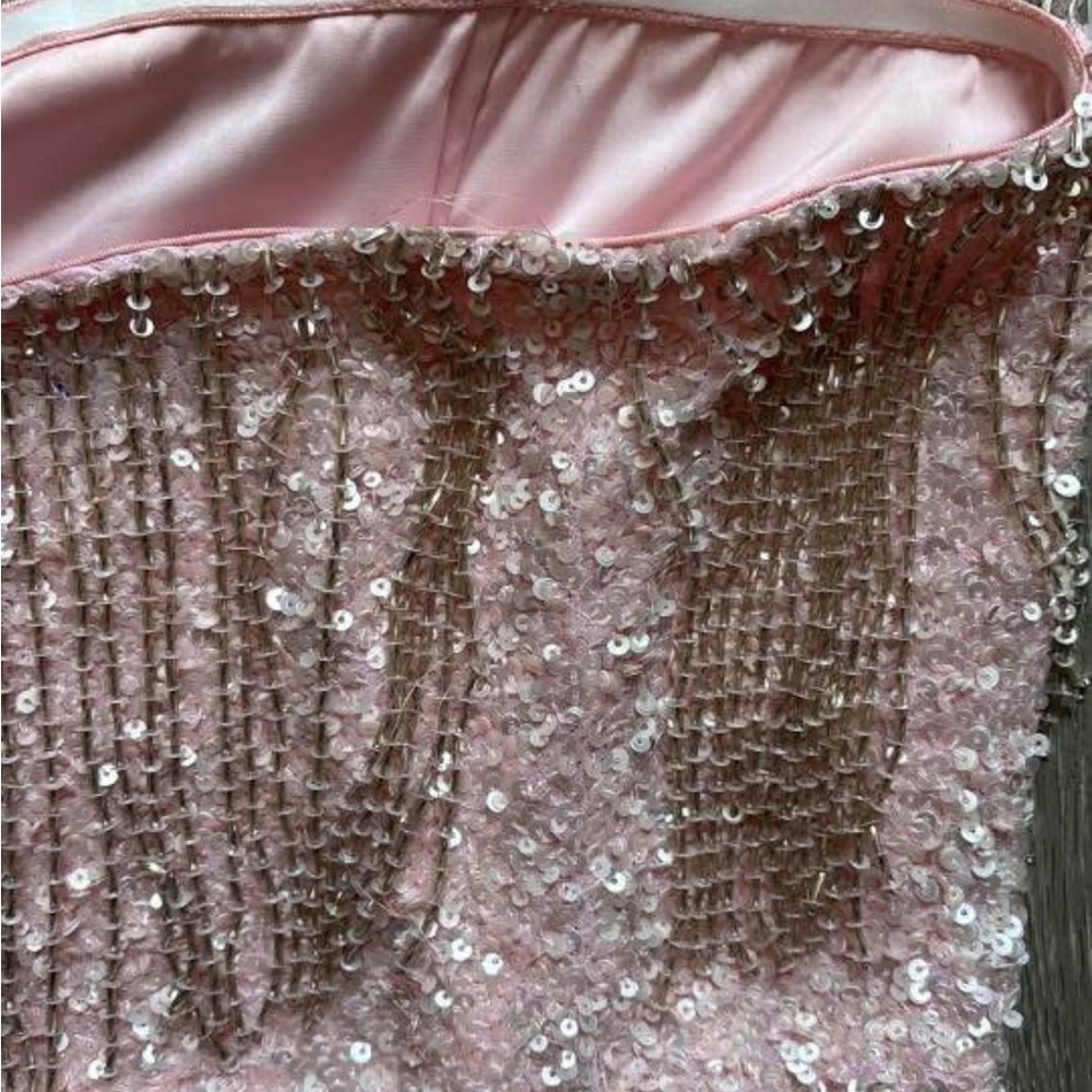 Retrofete Cassandra Strapless Pink Sequin Mini Dress - Picture 3 of 4